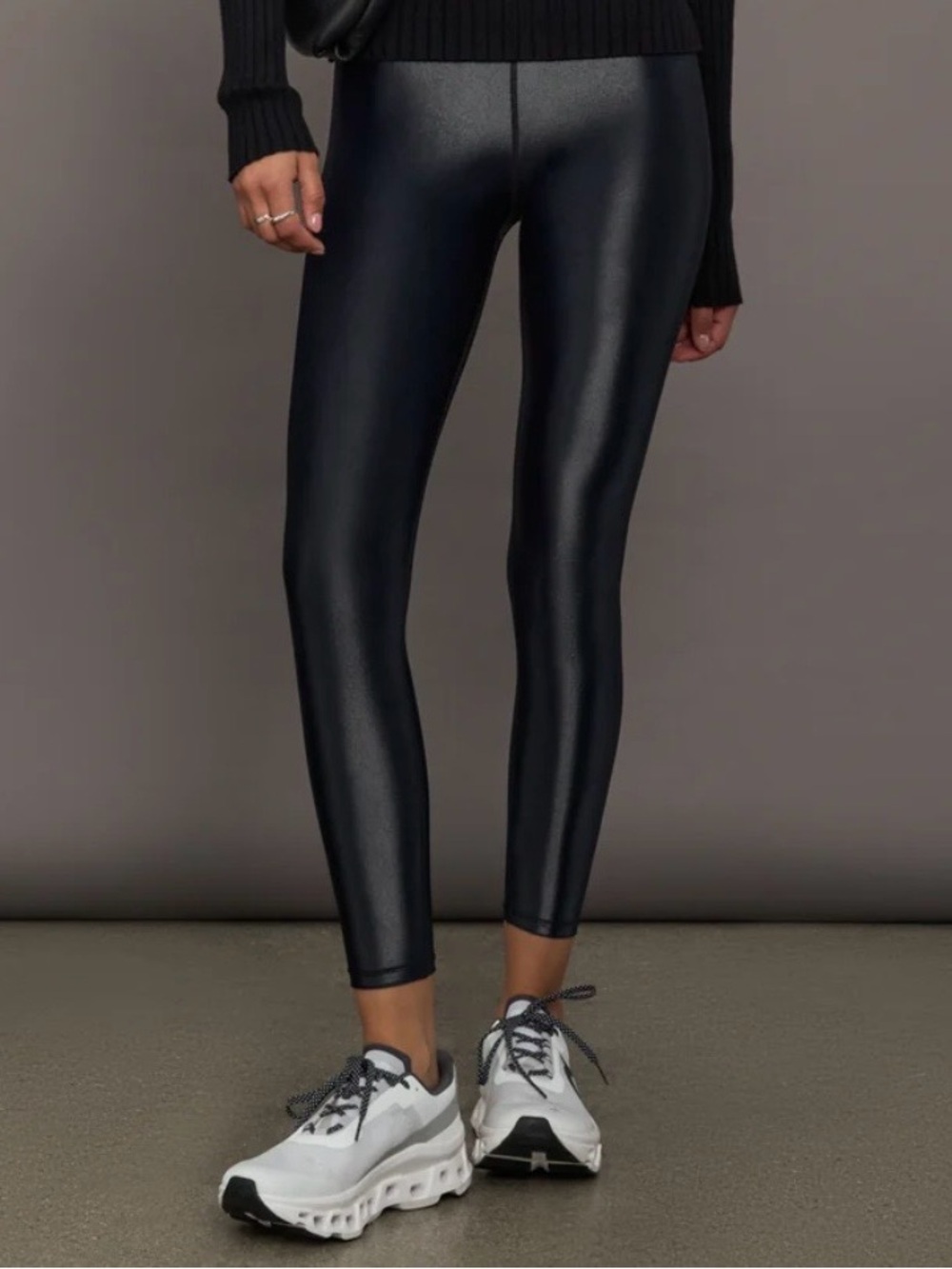 NWT Carbon38 High Rise 7/8 Legging in Takara Shine sz L Black Sleek Compression